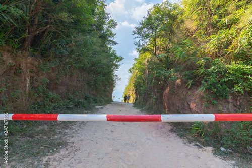 Thai and Myanmar border called mittraphap road pass at kanchanaburi , Thailand