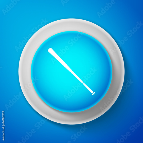 Baseball bat icon isolated on blue background. Circle blue button. Vector illustration
