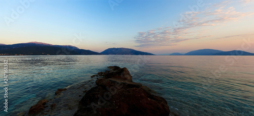 Beautiful sunrise over the sea. Kefalonia, Ionian Islands, Greece