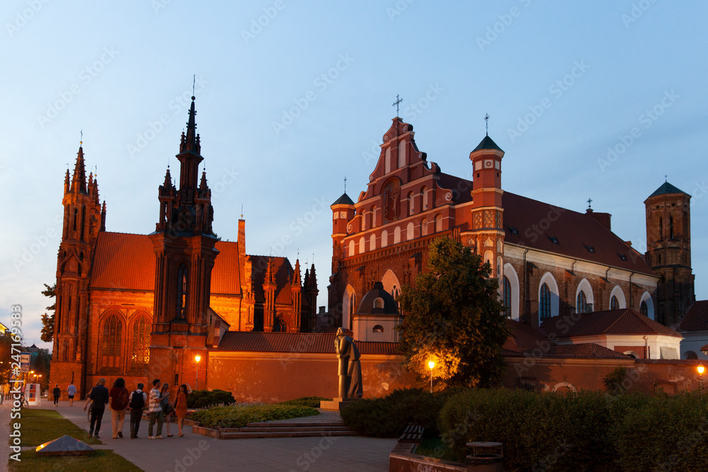 Fototapeta premium Church of St. Francis and St. Bernard in the evening, Vilnius, Lithuania