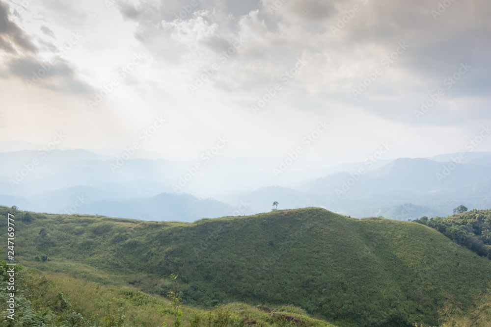 sky and blue sky in elephants wars Hill (Noen Chang Suek) Base camp at Pilok,Thong Pha Phum National Park kanchanaburi , Thailand