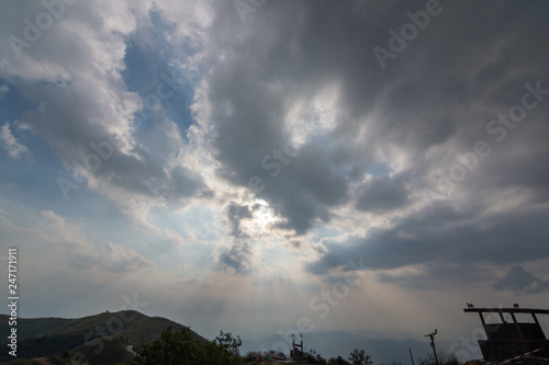 sky and blue sky in elephants wars Hill (Noen Chang Suek) Base camp at Pilok,Thong Pha Phum National Park kanchanaburi , Thailand