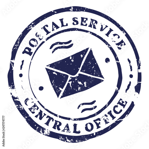 Vector Postage Stamp. Postal Service Central Office Seal.