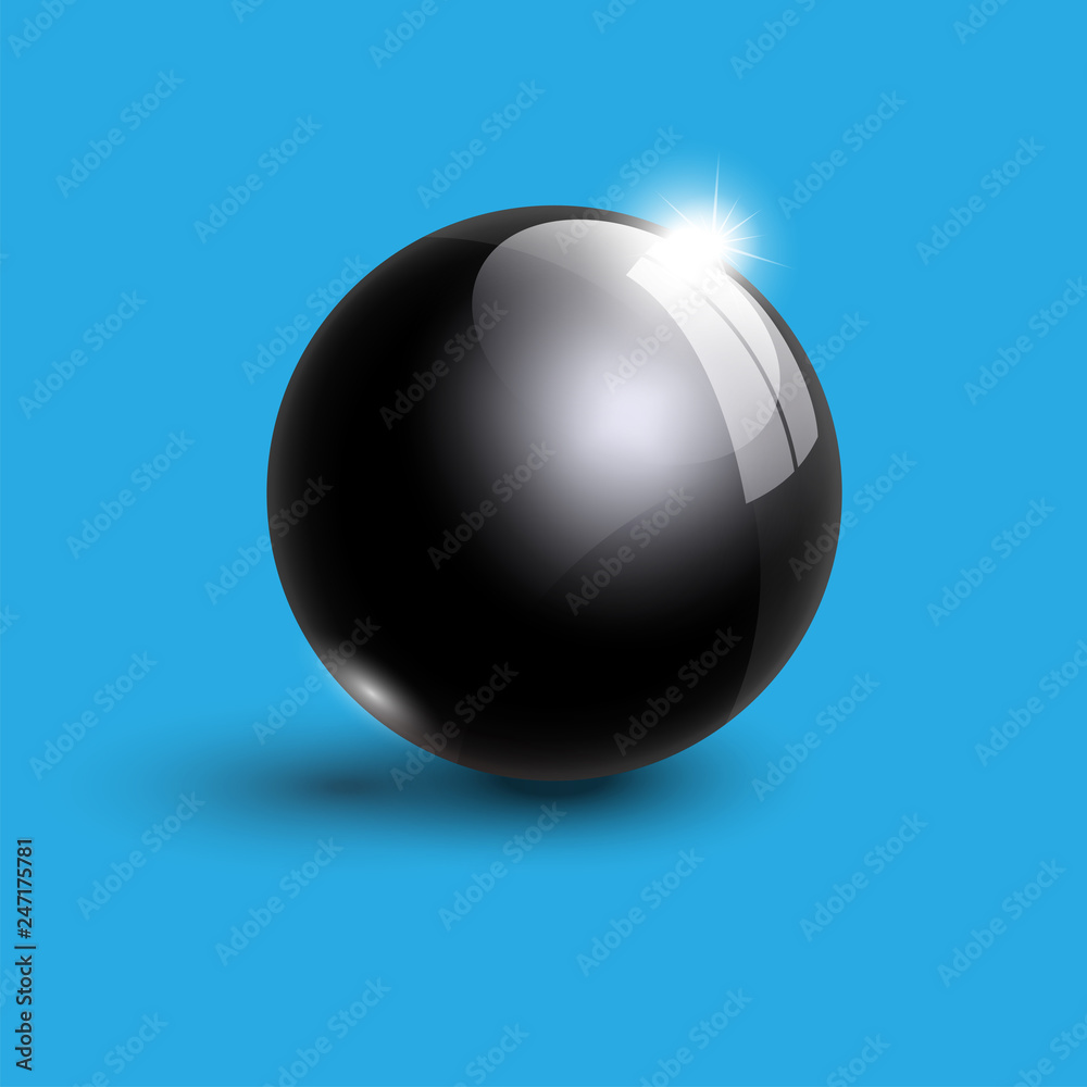 realistic black glass ball 3d vector illustration