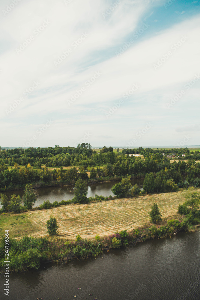 landscape with river and blue sky