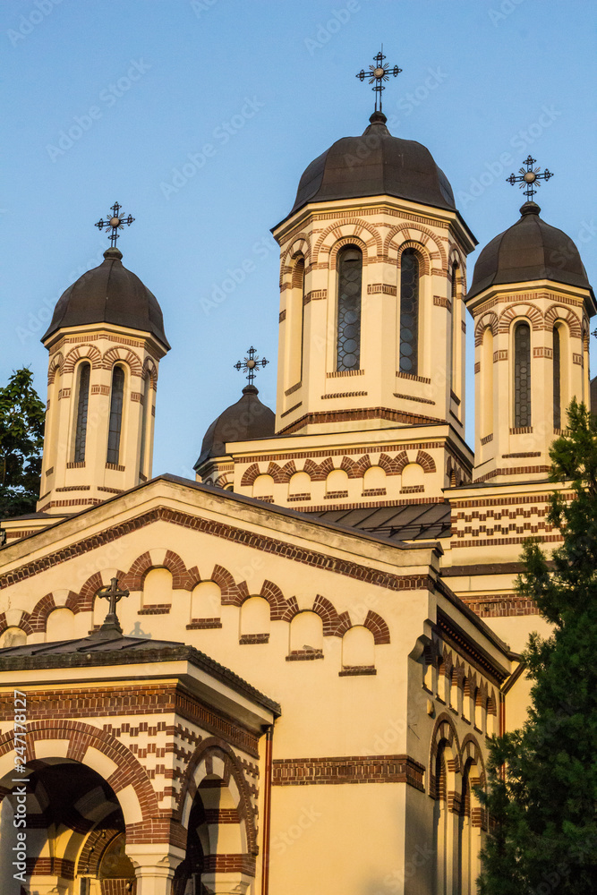 orthodox church of Bucarest, Romania with the sunset light