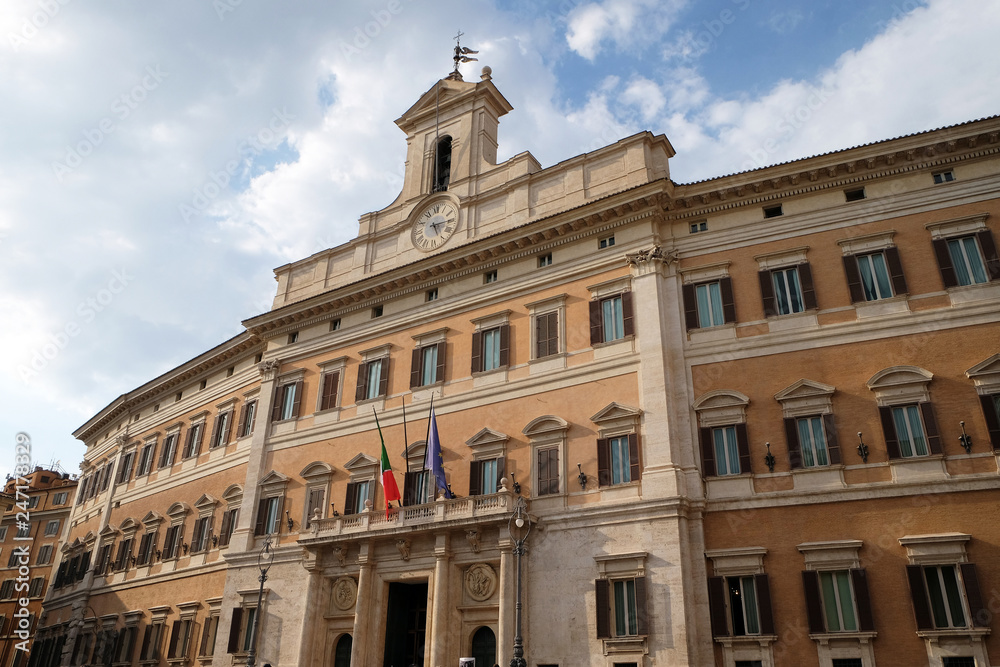 Palazzo Montecitorio, seat of the Italian Chamber of Deputies in Rome, Italy 