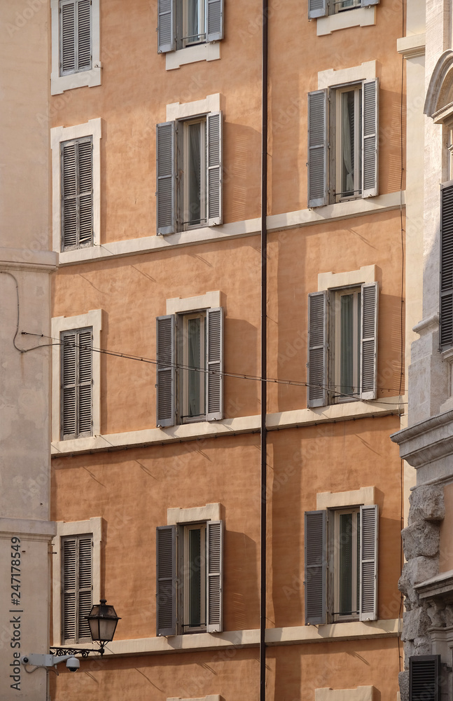 House Facade at City center of Rome, Italy 