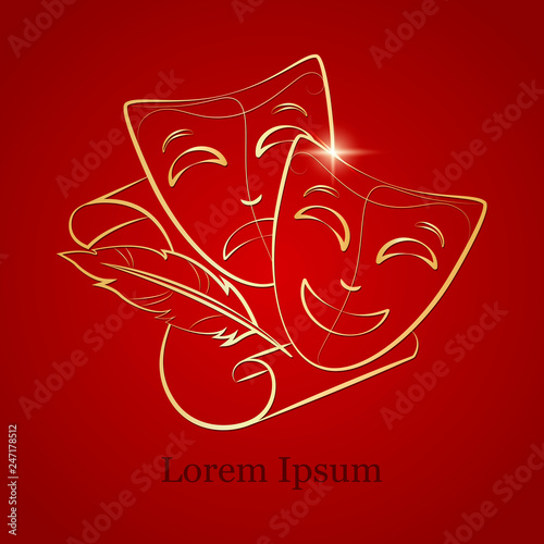 silhouette of theatrical golden mask. Vector illustration. vector
