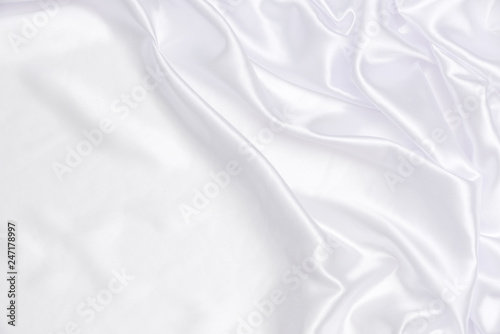 White and bright fabric background and texture, Crumpled of white satin for abstract and design