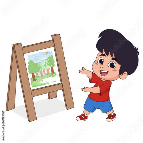 In class the children are drawing on paper in the imagination of both wood and watercolor.