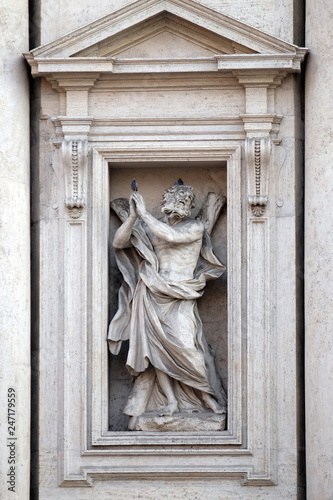 Saint Andrew the Apostle statue on the portal of Sant Andrea della Valle Church in Rome, Italy 