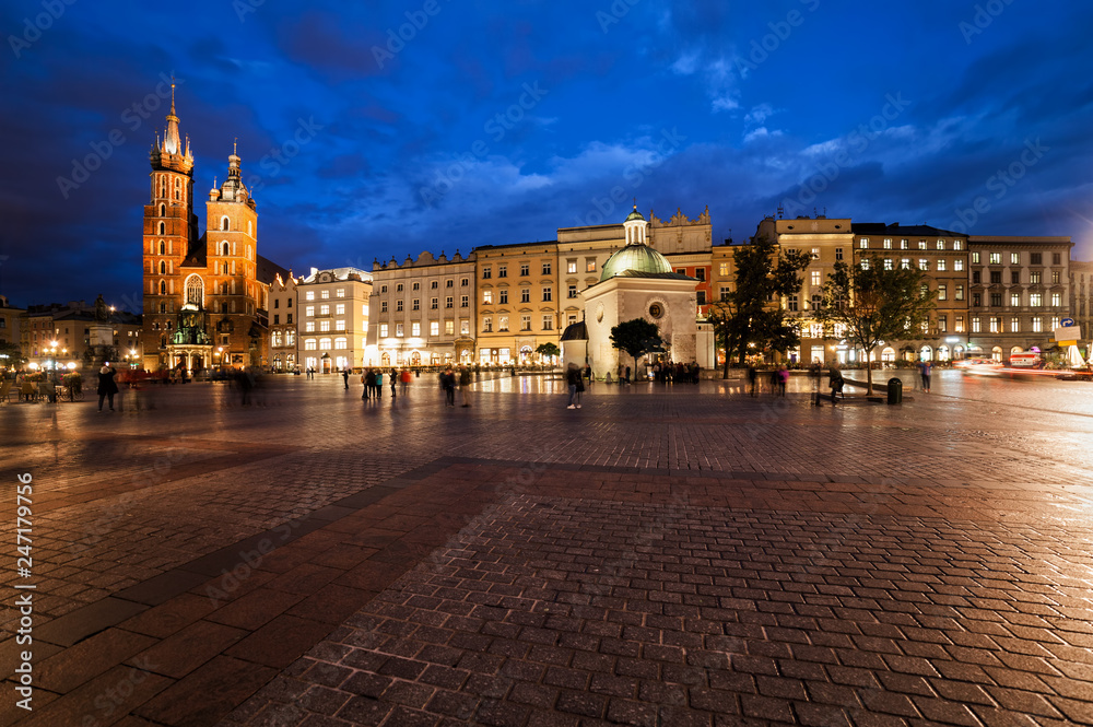 Krakow Main Market Square at Night
