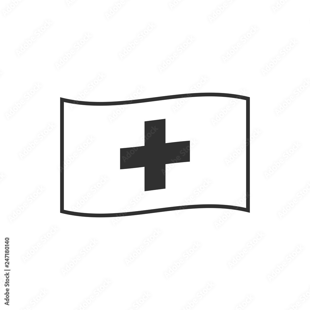 Switzerland flag icon in black outline flat design. Independence day or National day holiday concept. Switzerland flag icon in black outline flat design. Independence day or National day holiday concept.