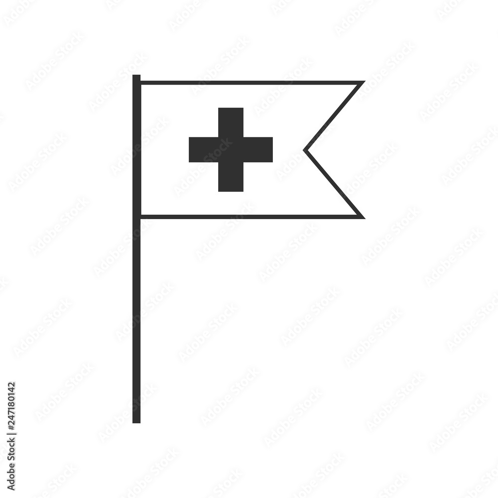 Switzerland flag icon in black outline flat design. Independence day or National day holiday concept.