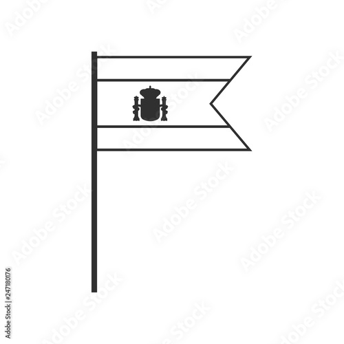 Spain flag icon in black outline flat design. Independence day or National day holiday concept.