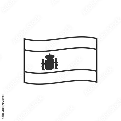 Spain flag icon in black outline flat design. Independence day or National day holiday concept.