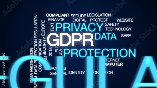 GDPR animated word cloud. Kinetic typography.