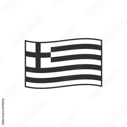 Greece flag icon in black outline flat design. Independence day or National day holiday concept.