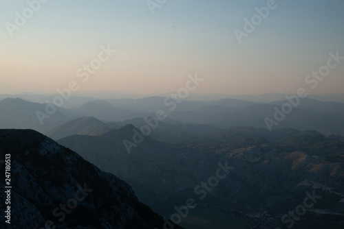 panoramic view of lovcen national park in montenegro on sunset © phpetrunina14