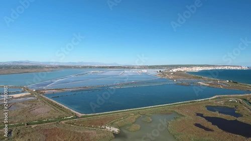 Wallpaper Mural Flying drone over a salt lake in Spain near the city of Torrevieja. Flamingo in the wild. October 2017 Torontodigital.ca
