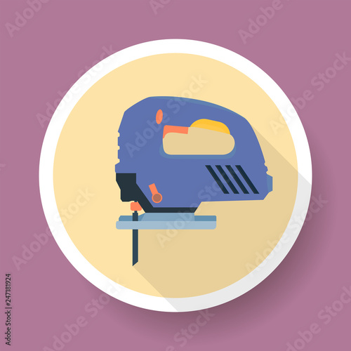 vector flat round electric jigsaw icon with Long shadow