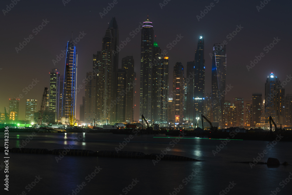 Fototapeta premium Dubai skyline city, United arabic emirates, travel photography 2019