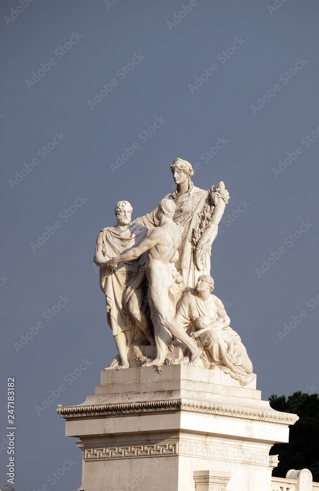 The Concordia by Varese Ludovico Pogliaghi, pacification between the monarchy and the people. Altare della Patria Venice Square, Rome, Italy 
