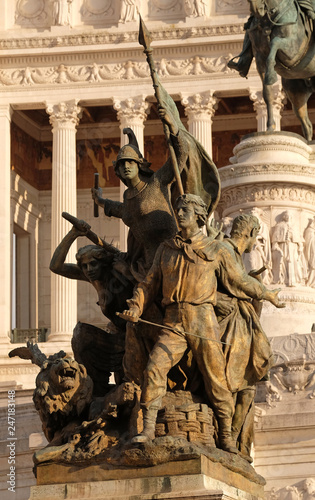 Memorial to ancient fighters in front of the Monomento a Vittorio Emanuele II. Venice Square, Rome, Italy  photo