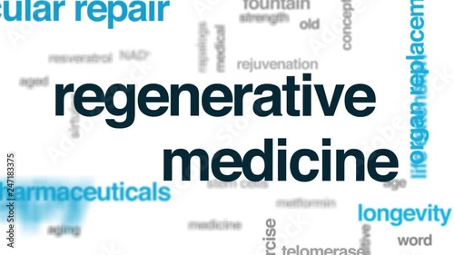 Regenerative medicine animated word cloud. Kinetic typography. photo