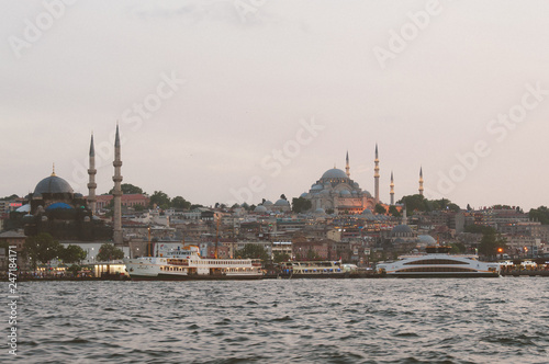 Sunset over blue mosque in istanbul