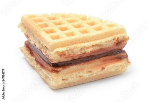 Waffles with filling isolated on white