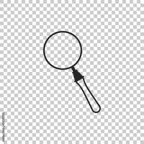 Magnifying glass icon isolated on transparent background. Search, focus, zoom, business symbol. Flat design. Vector Illustration