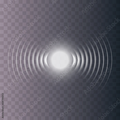 Set of glowing sonar waves. Vector illustration