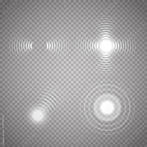Set of glowing sonar waves. Vector illustration