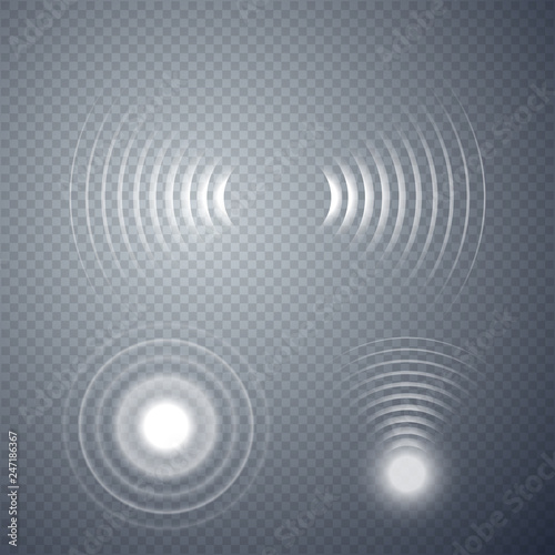 Set of glowing sonar waves. Vector illustration photo