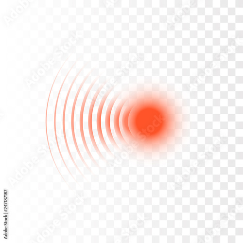 Pain symbols. Red circles of pain. Vector 