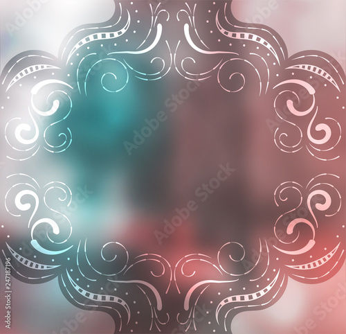 Transparancy square border on nature background. Vintage Floral Card for Restaurant, Boutique. Design for Placard, Poster, Invitation, Cover Design
