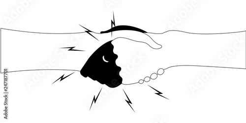 Handshake with a buzzer silhouette