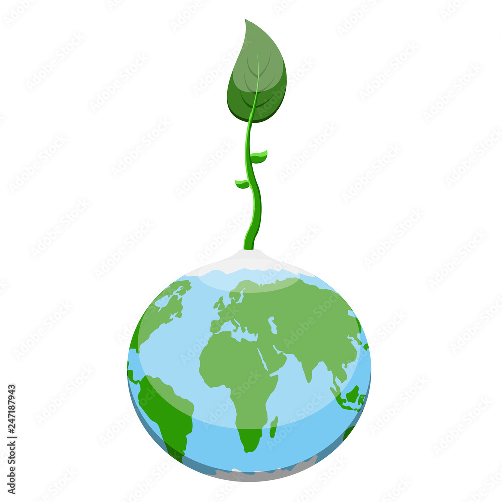 Earth planet with a plant Earth planet with a plant