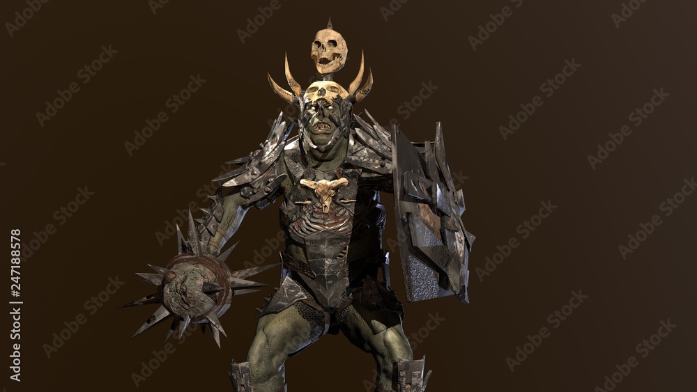 fierce orc fighter 3d render