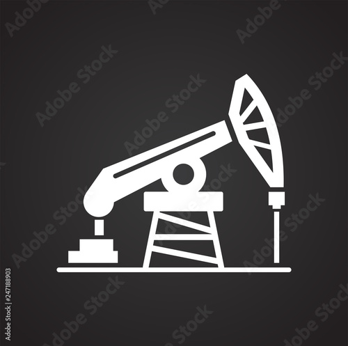 Oil production icon on black background for graphic and web design, Modern simple vector sign. Internet concept. Trendy symbol for website design web button or mobile app