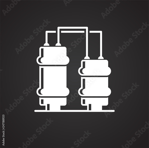 Oil refining industry icon on black background for graphic and web design, Modern simple vector sign. Internet concept. Trendy symbol for website design web button or mobile app
