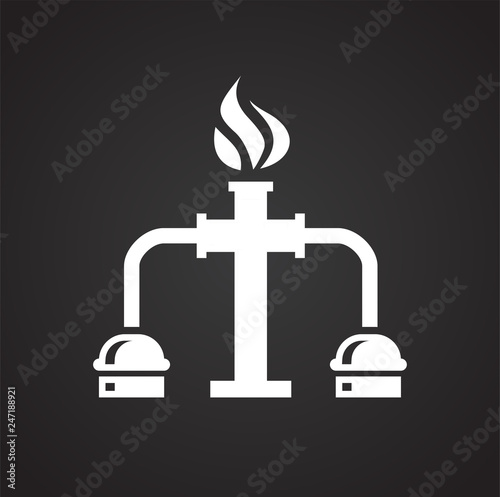 Oil refining industry icon on black background for graphic and web design, Modern simple vector sign. Internet concept. Trendy symbol for website design web button or mobile app