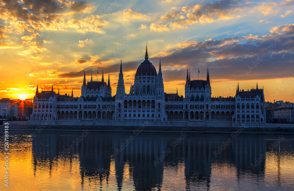 Hungarian Parliament in Budapest at sunrise