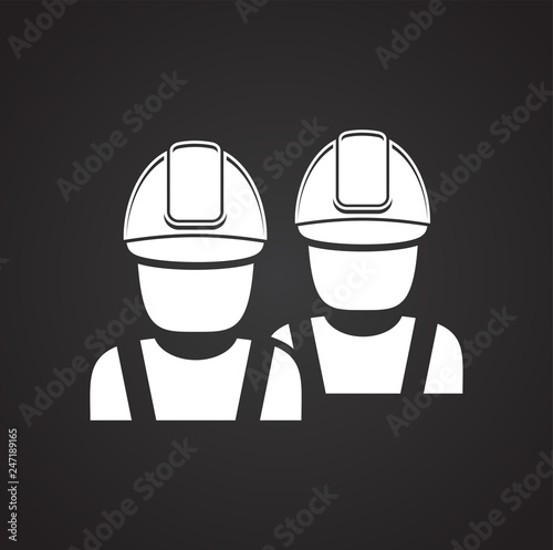 Field engineer icon on black background for graphic and web design, Modern simple vector sign. Internet concept. Trendy symbol for website design web button or mobile app