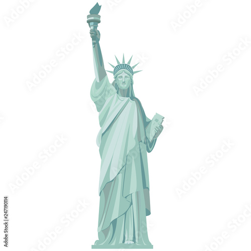 Graphic detailed drawing of the Statue of Liberty. Vector isolated on white background.