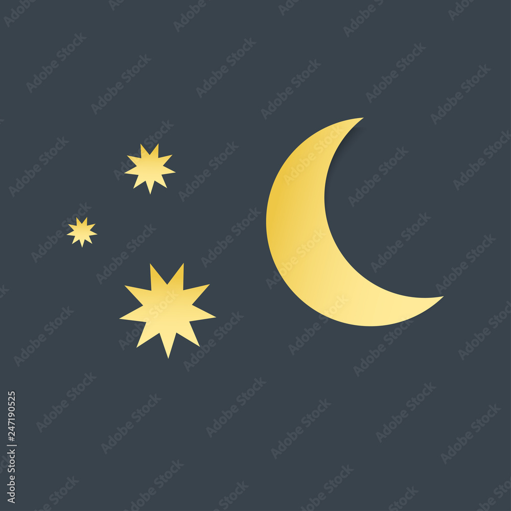 Moon and stars. Vector paper-art Moon and stars. Vector paper-art