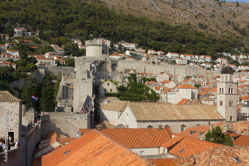 DUBROVNIK, CROATIA - AUGUST 22 2017: View from the top of Dubrovnik city
