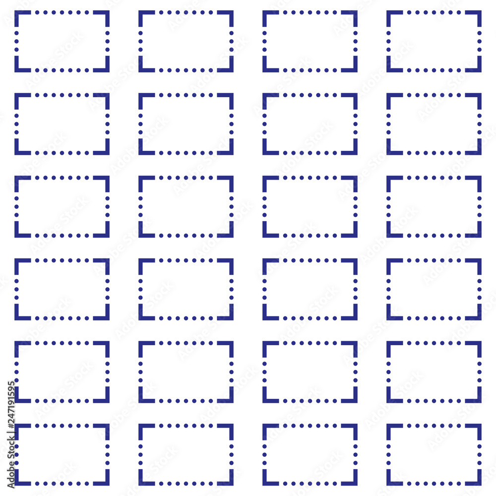 seamless background of blue dots and corners on white seamless background of blue dots and corners on white